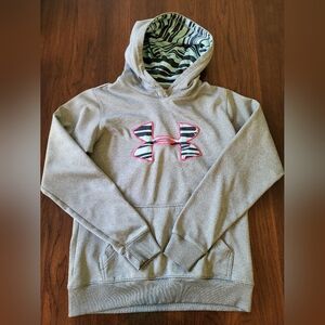 Under Armour Gray / Hot Pink / Zebra Print Hooded Sweatshirt Women's Small